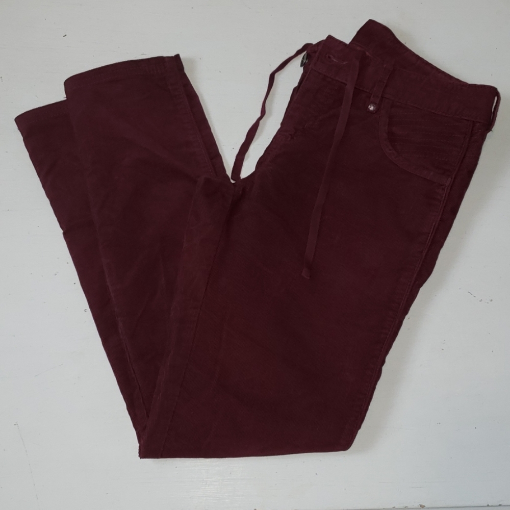 Athleta Solid Slim Corduroy Pants Cherrywood Red - image 3